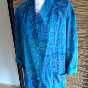 Kathryn Urso L Tropical Blue Paisley Cotton Jacket